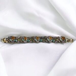 Vintage Liz Claiborne Pink Floral Garden Enamel Bracelet